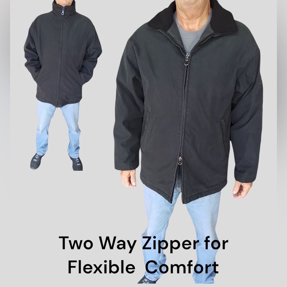 Perry Ellis Men's Dark Gray Winter Performance Jacket, Two-Way-Zipper,